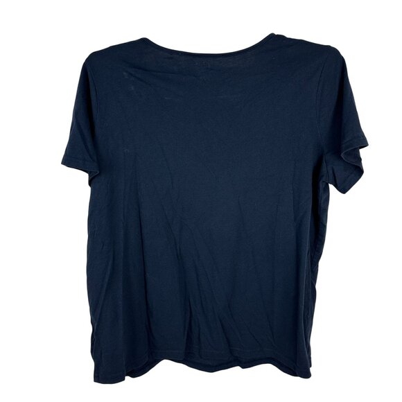 Basic Editions Womens Navy Blue Lace Accent T-Shirt Size IX - Picture 3 of 6